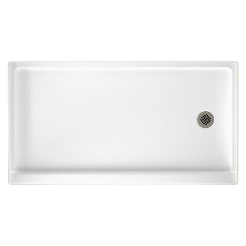 32-in D x 60-in W x 4.3125-in H Solid Surface Shower Base with Right-Hand Drain in White