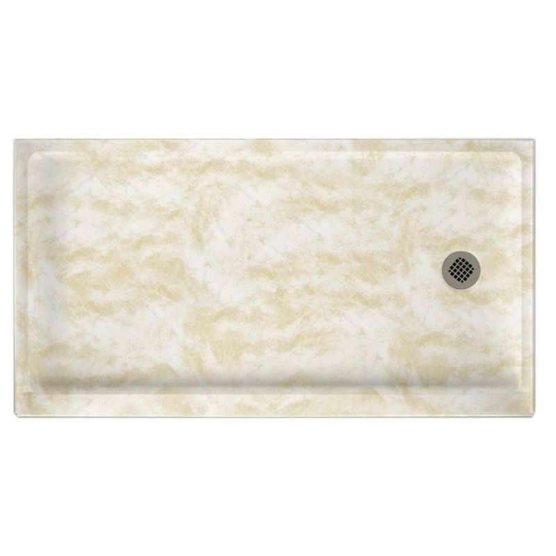 32-in D x 60-in W x 4.3125-in H Solid Surface Shower Base with Right-Hand Drain in Cloud White