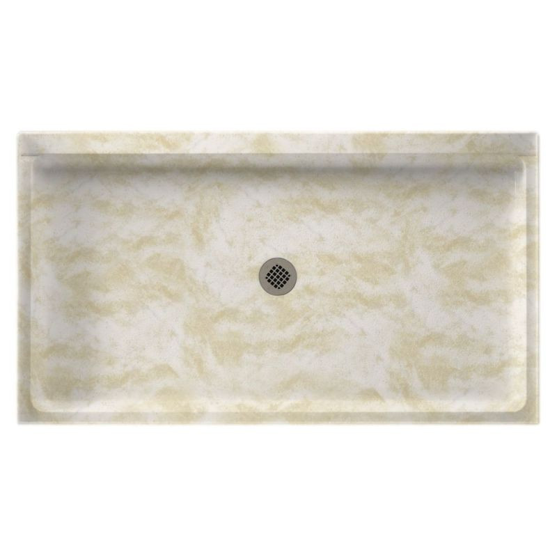 60.375-in D x 34.188-in W x 5.5-in H Solid Surface Shower Base in Cloud White