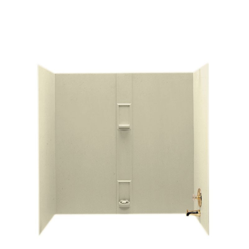 30-in D x 60-in W x 60-in H Solid Surface Bathtub Wall Kit in Bone