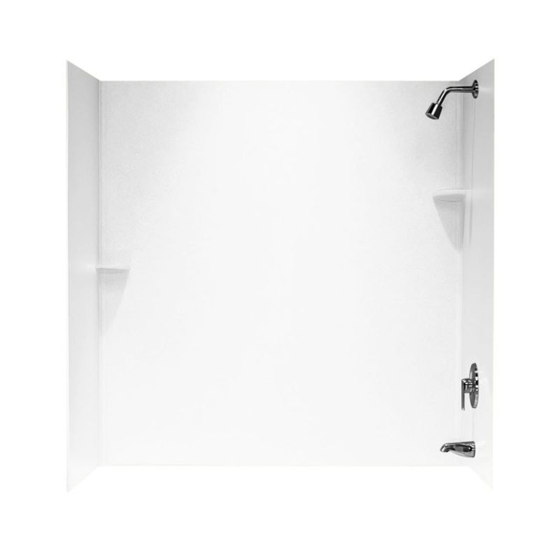 30-in D x 60-in W x 72-in H Solid Surface Bathtub Wall Kit in White