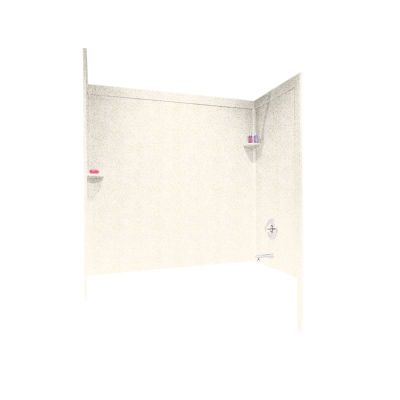 32-in D x 60-in W x 60-in H Solid Surface Bathtub Wall Kit in Baby's Breath