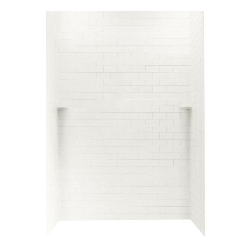 36-in D x 62-in W x 96-in H Solid Surface Shower Wall Kit in Tahiti White