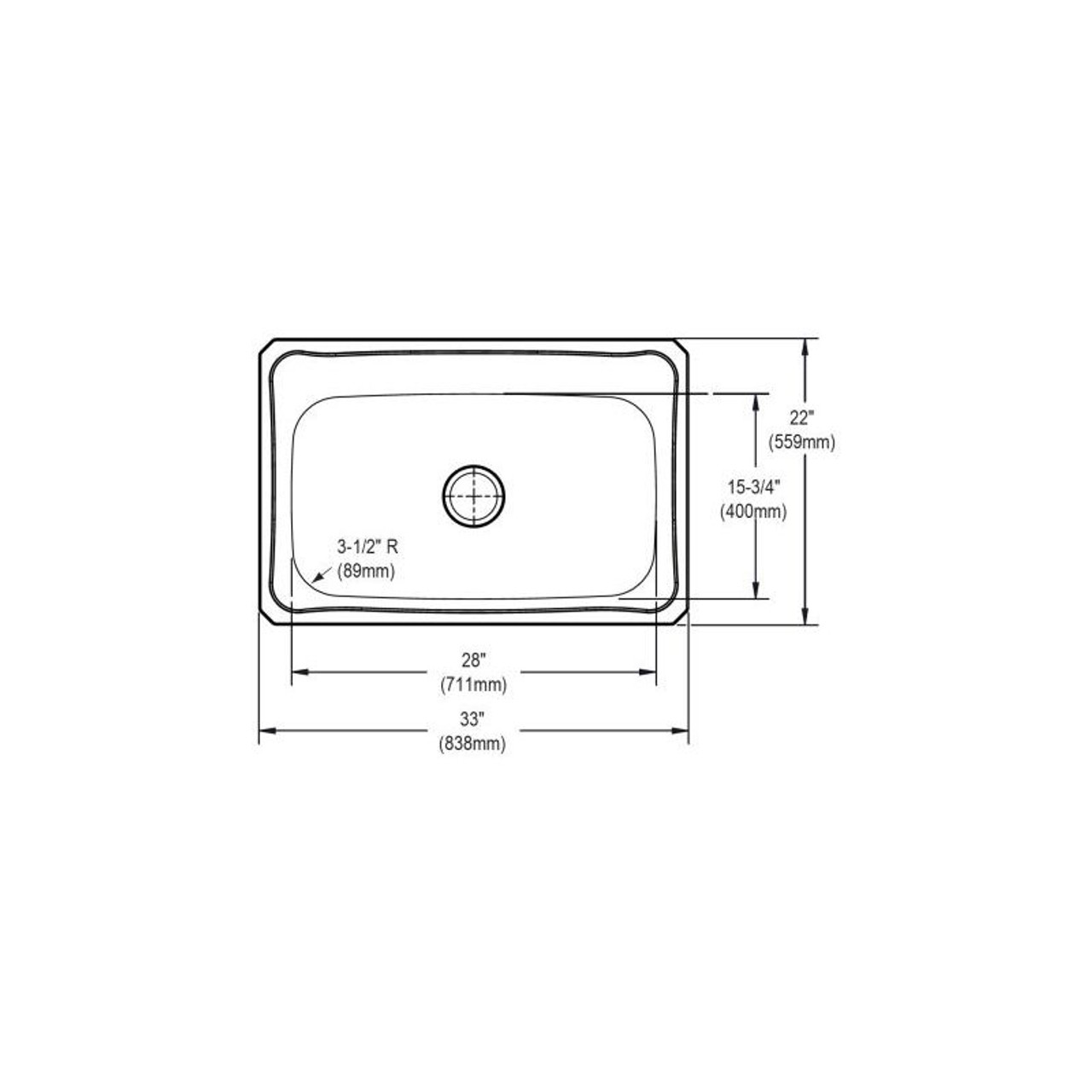 33" x 22" x 7" 20 Gauge Stainless Steel Single Bowl Drop-in Kitchen Sink with 2 Faucet Holes in Brushed Satin