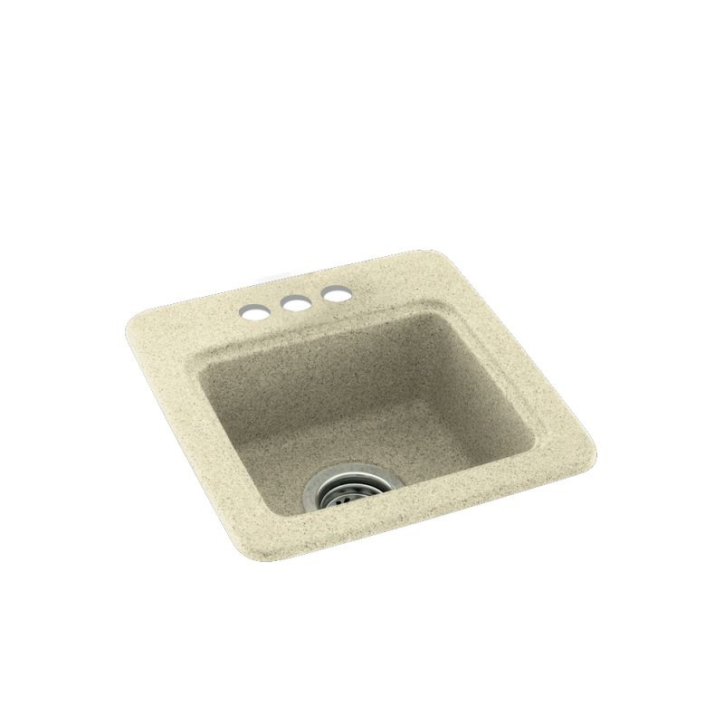 15-in D x 15-in W x 6-in H Solid Surface Drop-in Bar Sink with 3-Holes in Bone