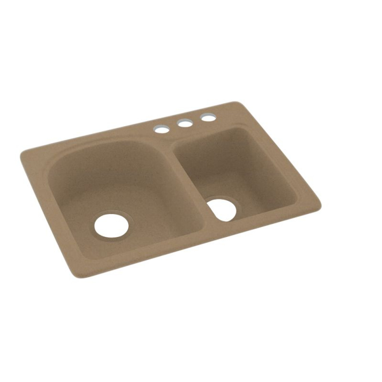 18-in D x 25-in W x 7.5-in H Solid Surface Dual Mount Double Bowl Kitchen Sink with 3-Hole in Barley