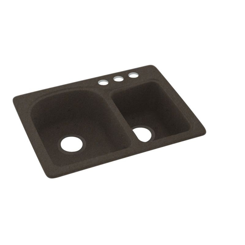 18-in D x 25-in W x 7.5-in H Solid Surface Dual Mount Double Bowl Kitchen Sink with 3-Hole in Canyon