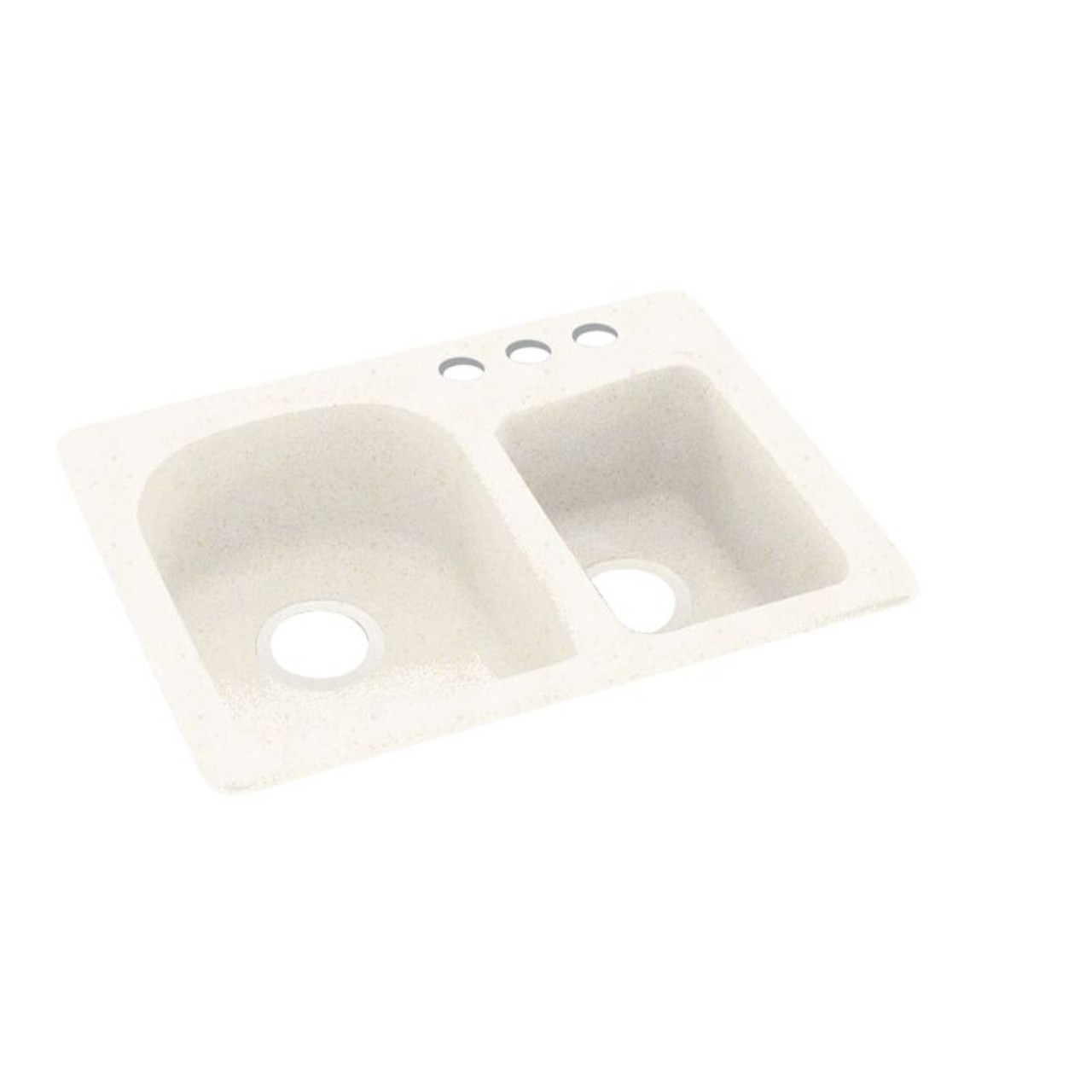 18-in D x 25-in W x 7.5-in H Solid Surface Dual Mount Double Bowl Kitchen Sink with 3-Hole in Baby's Breath