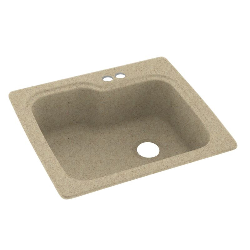 Swan KS02522SB.122-2B 25-in D x 22-in W x 9.5-in H Solid Surface Dual Mount Single Bowl Kitchen Sink with 2-Hole in Prairie