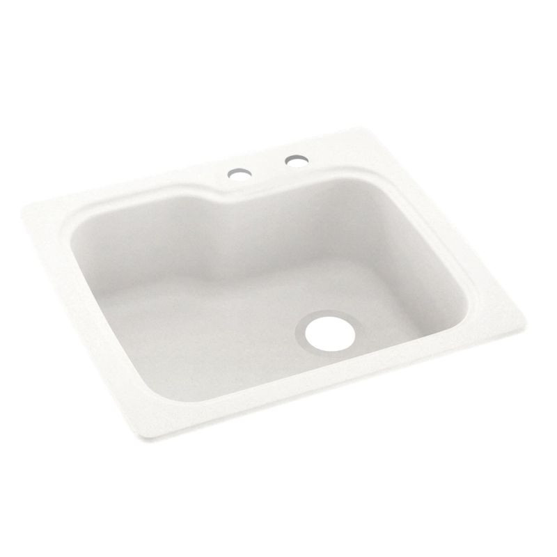25-in D x 22-in W x 9.5-in H Solid Surface Dual Mount Single Bowl Kitchen Sink with 2-Hole in Tahiti Ivory