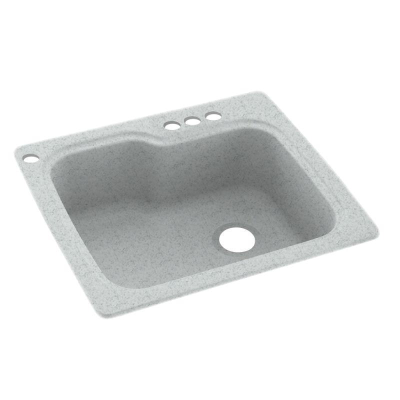 25-in D x 22-in W x 9.5-in H Solid Surface Dual Mount Single Bowl Kitchen Sink with 4-Hole in Tahiti Gray