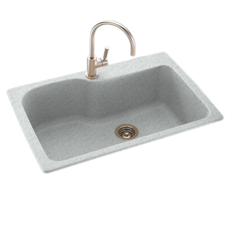 33-in D x 22-in W x 10.563-in H Solid Surface Dual Mount Single Bowl Kitchen Sink with 1-Hole in Tahiti Gray