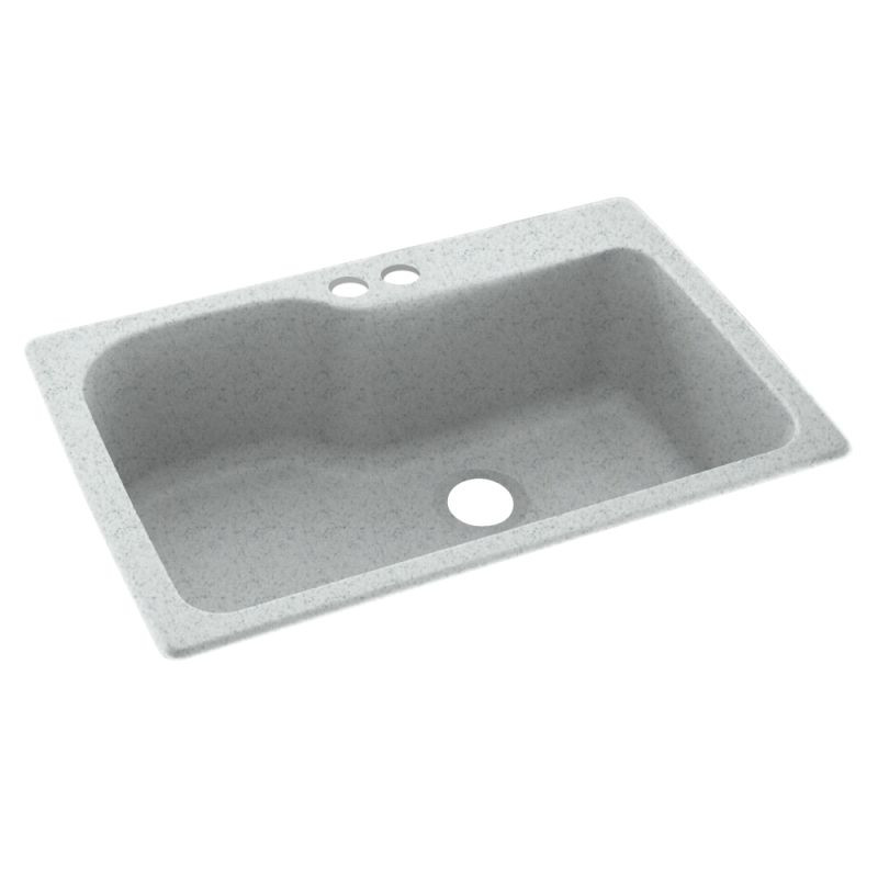 Swan KS03322SB.053-2B 33-in D x 22-in W x 10.563-in H Solid Surface Dual Mount Single Bowl Kitchen Sink with 2-Hole in Tahiti Gray