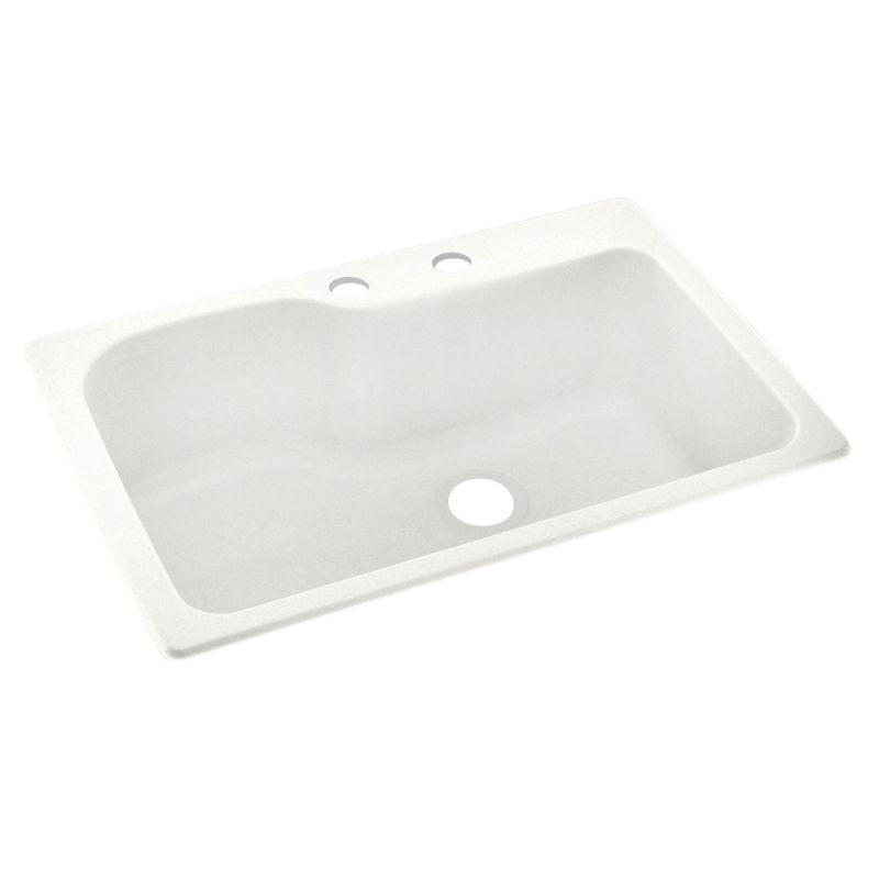 33-in D x 22-in W x 10.563-in H Solid Surface Dual Mount Single Bowl Kitchen Sink with 2-Hole in Tahiti Ivory