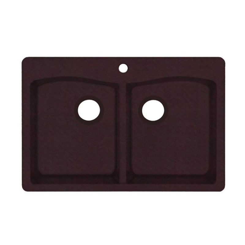 33-in D x 22-in W x 9.063-in H Granite Dual Mount Double Bowl Kitchen Sink with 1-Hole in Espresso