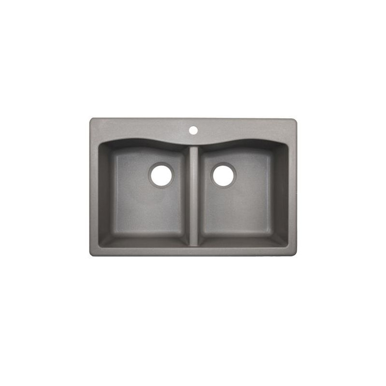 33-in D x 22-in W x 9.063-in H Granite Dual Mount Double Bowl Kitchen Sink with 1-Hole in Metallico