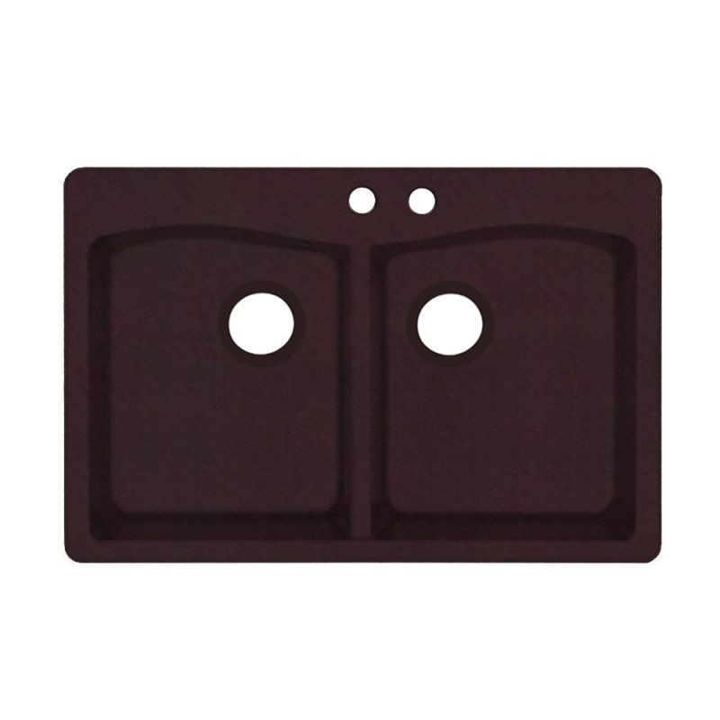 33-in D x 22-in W x 9.063-in H Granite Dual Mount Double Bowl Kitchen Sink with 2-Hole in Espresso