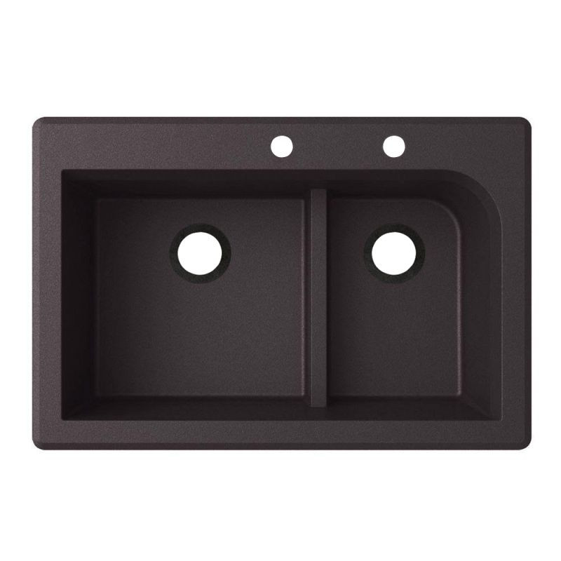 33-in D x 22-in W x 9.5-in H Granite Dual Mount Double Bowl Kitchen Sink with 2-Hole in Nero