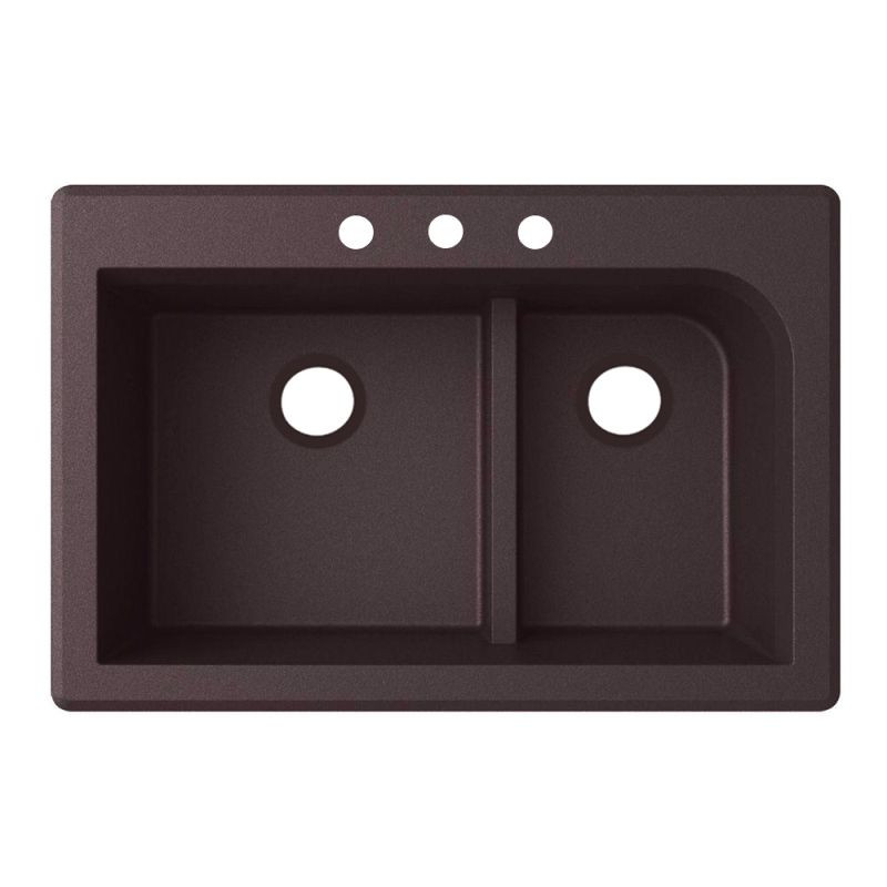 Swan QZ03322LD.170-3B 33-in D x 22-in W x 9.5-in H Granite Dual Mount Double Bowl Kitchen Sink with 3-Hole in Espresso