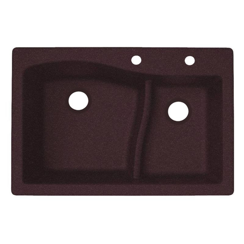 33-in D x 22-in W x 5.625-in H Granite Dual Mount Double Bowl Kitchen Sink with 2-Hole in Espresso