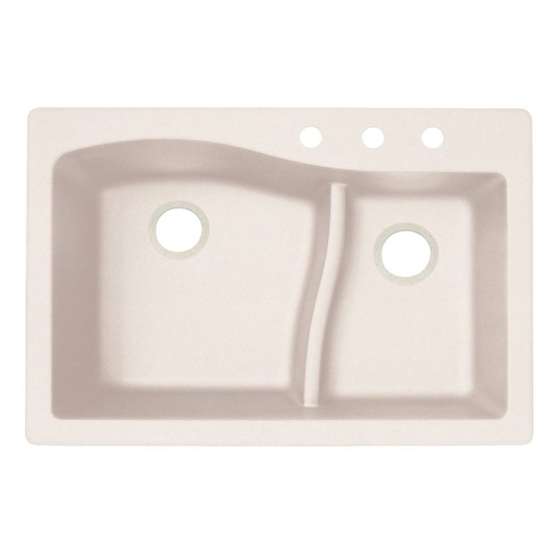 33-in D x 22-in W x 5.625-in H Granite Dual Mount Double Bowl Kitchen Sink with 3-Hole in Granito