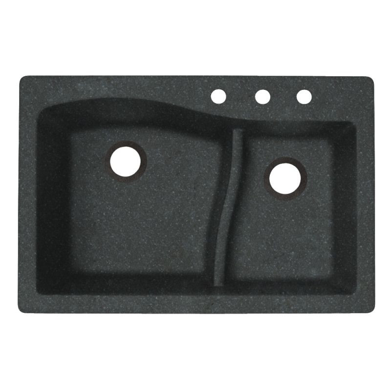33-in D x 22-in W x 5.625-in H Granite Dual Mount Double Bowl Kitchen Sink with 3-Hole in Nero
