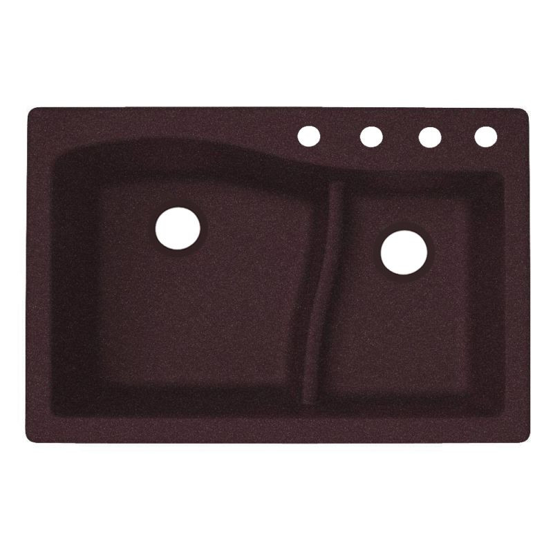 33-in D x 22-in W x 5.625-in H Granite Dual Mount Double Bowl Kitchen Sink with 4-Hole in Espresso