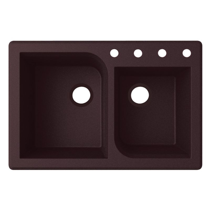 33-in D x 22-in W x 9.563-in H Granite Dual Mount Double Bowl Kitchen Sink with 4-Hole in Espresso