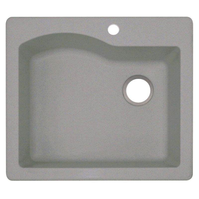 Swan QZSB-2522-173 25-in D x 22-in W x 9.5-in H Granite Dual Mount Single Bowl Kitchen Sink with 1-Hole in Metallico