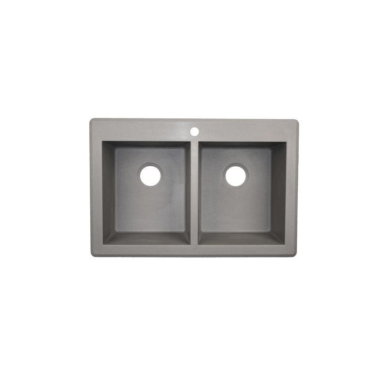 33-in D x 22-in W x 9.563-in H Granite Dual Mount Double Bowl Kitchen Sink with 1-Hole in Metallico