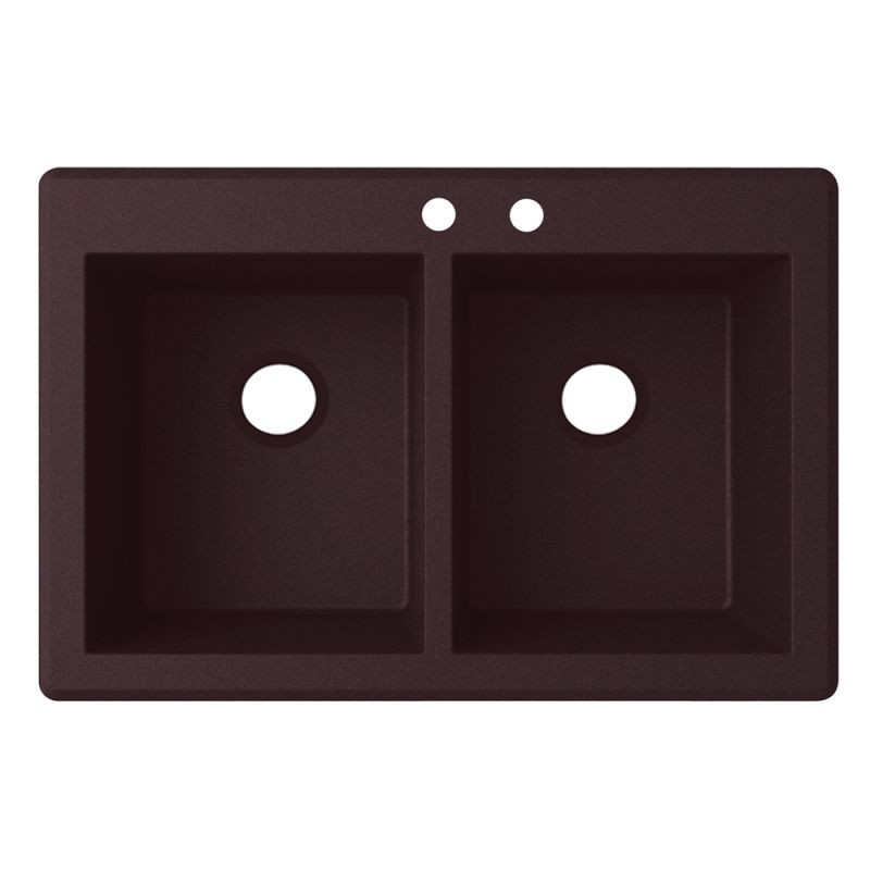 33-in D x 22-in W x 9.563-in H Granite Dual Mount Double Bowl Kitchen Sink with 2-Hole in Espresso