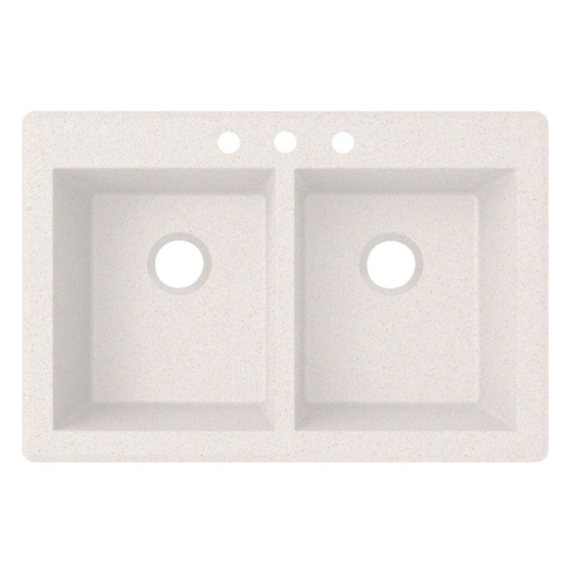33-in D x 22-in W x 9.563-in H Granite Dual Mount Double Bowl Kitchen Sink with 3-Hole in Bianca