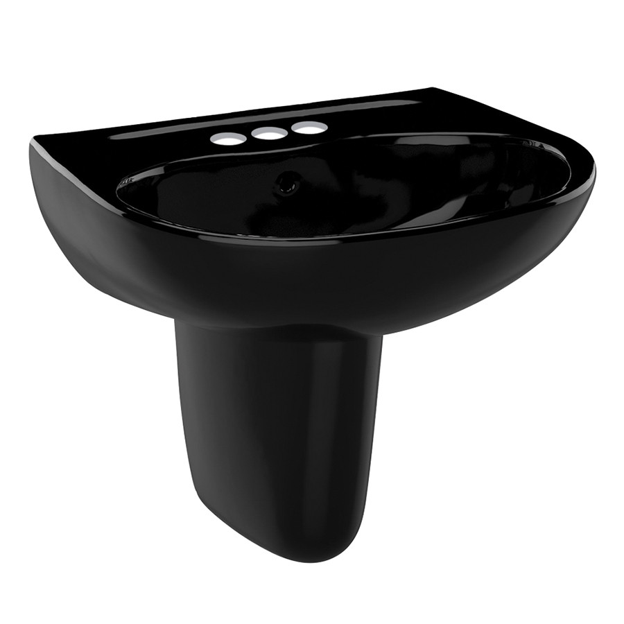 Toto LHT241.4#51 22-7/8-in Wall Mounted Bathroom Sink with 3 Faucet Holes Drilled and Overflow in Ebony