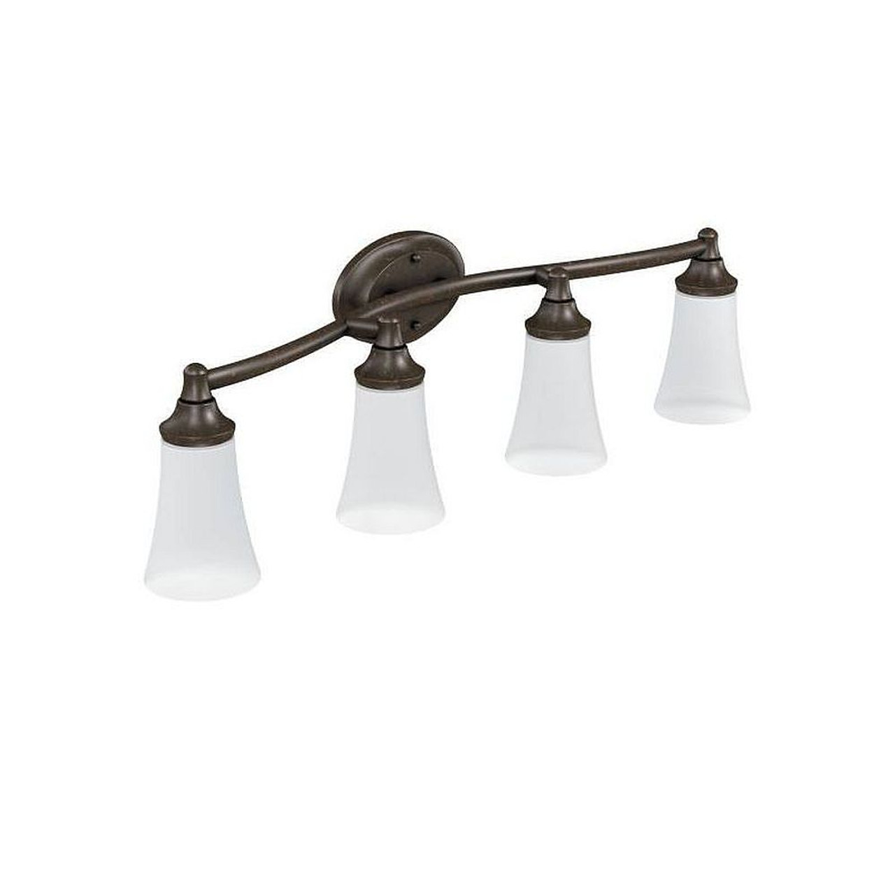 4 Light Bathroom Sconce with Frosted Shades in Oil Rubbed Bronze 4 Light Bathroom Sconce with Frosted Shades in Oil Rubbed Bronze