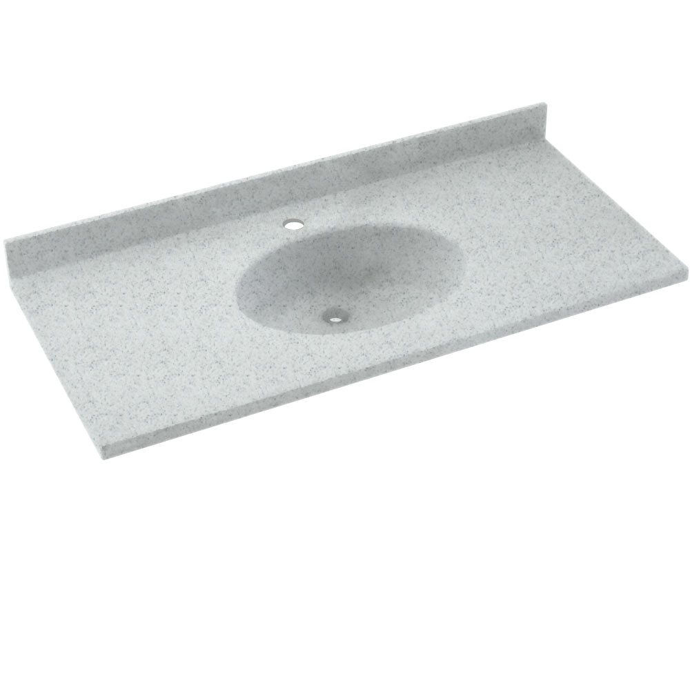 CH1B2237-053 Solid Surface 37-in x 22-in Integral Single Sink Bathroom Vanity Top in Tahiti Gray