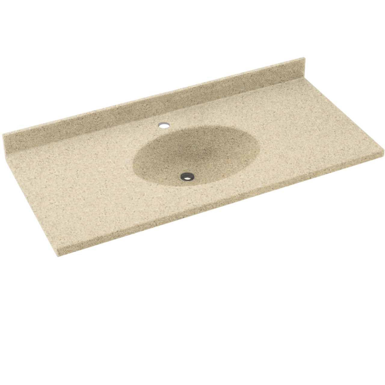 Composite 37-in x 22-in Integral Single Sink Bathroom Vanity Top with Bevel Edge Profile in Bermuda Sand