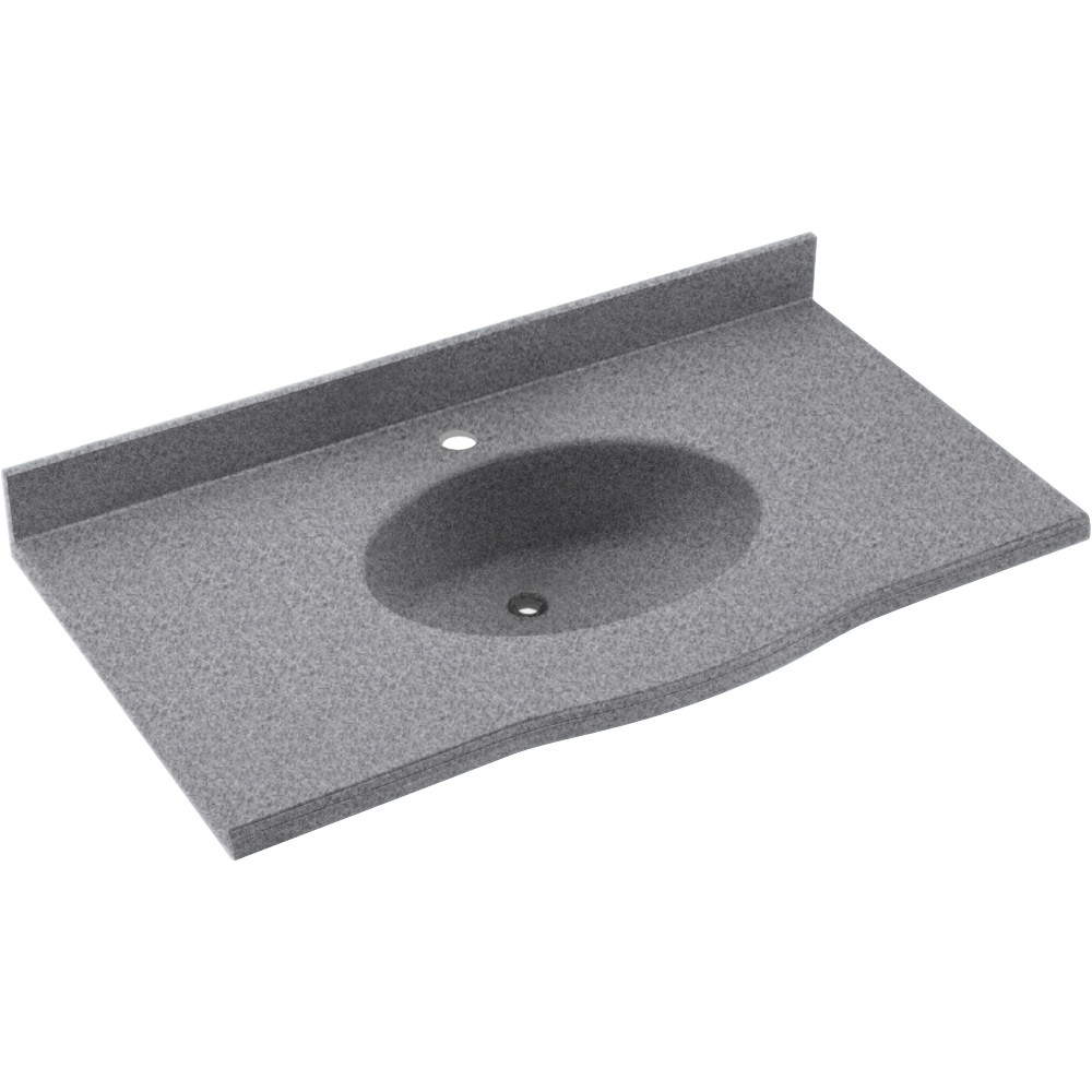 Swan EV1B2243-042 Solid Surface 43-in x 22-in Integral Single Sink Bathroom Vanity Top in Gray Granite