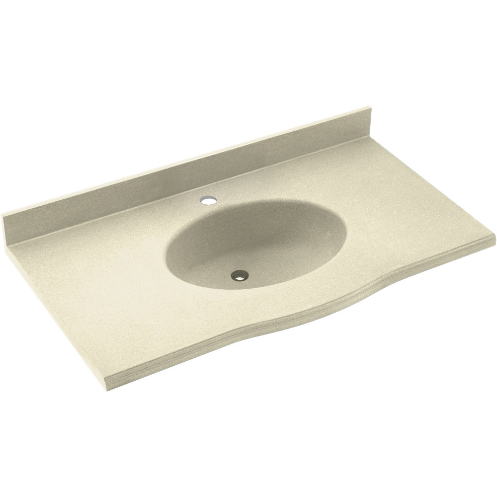 EV1B2255-037 Solid Surface 55-in x 22-in Integral Single Sink Bathroom Vanity Top in Bone