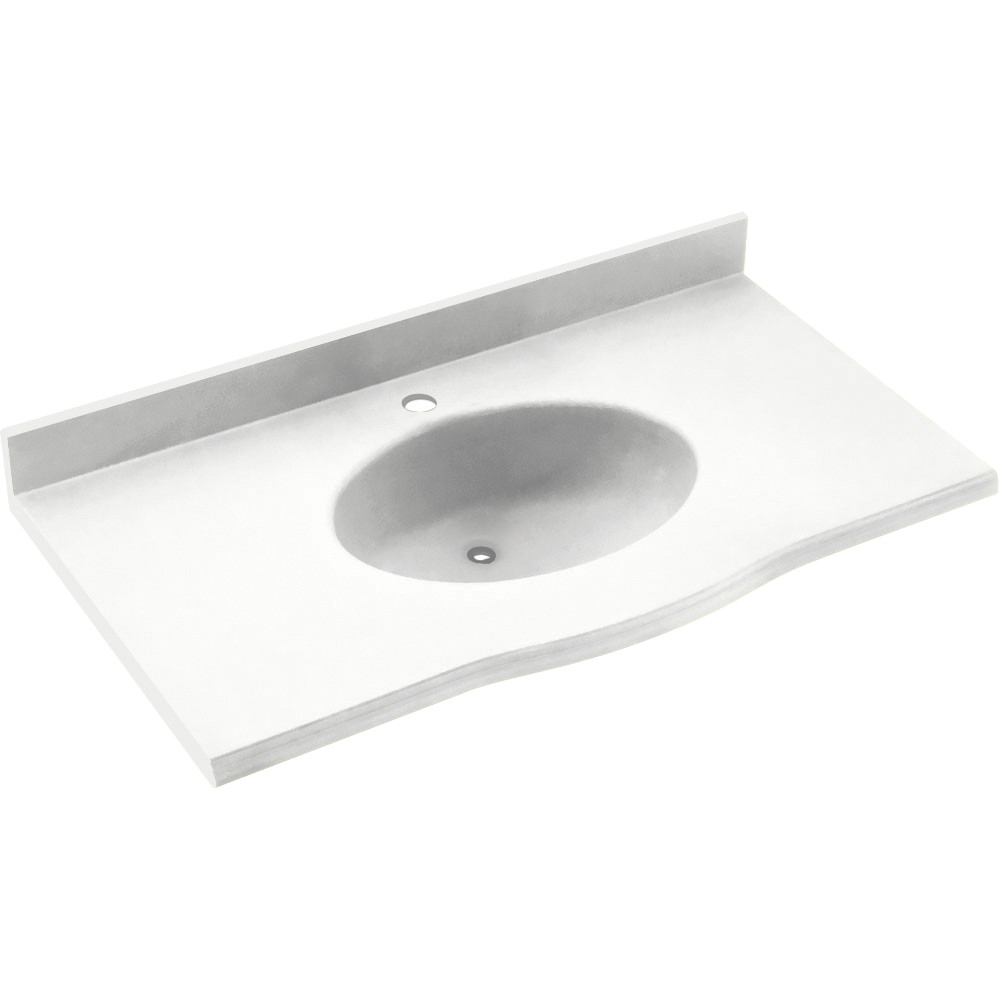 EV1B2261-010 Solid Surface 61-in x 22-in Integral Single Sink Bathroom Vanity Top in White 
