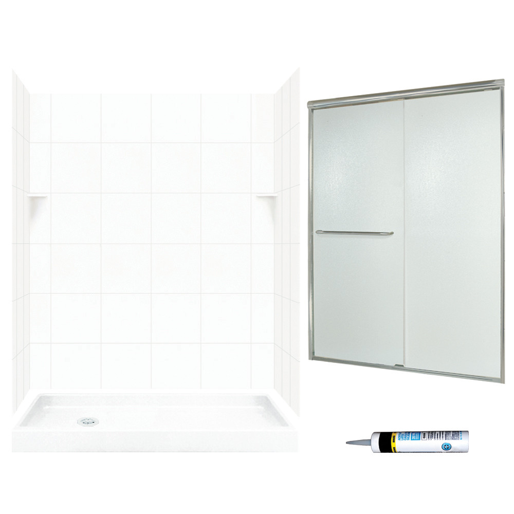SQP326L010-M58570NR 72.5-in x 60-in x 32-in 5-Piece Alcove Shower Kit in White