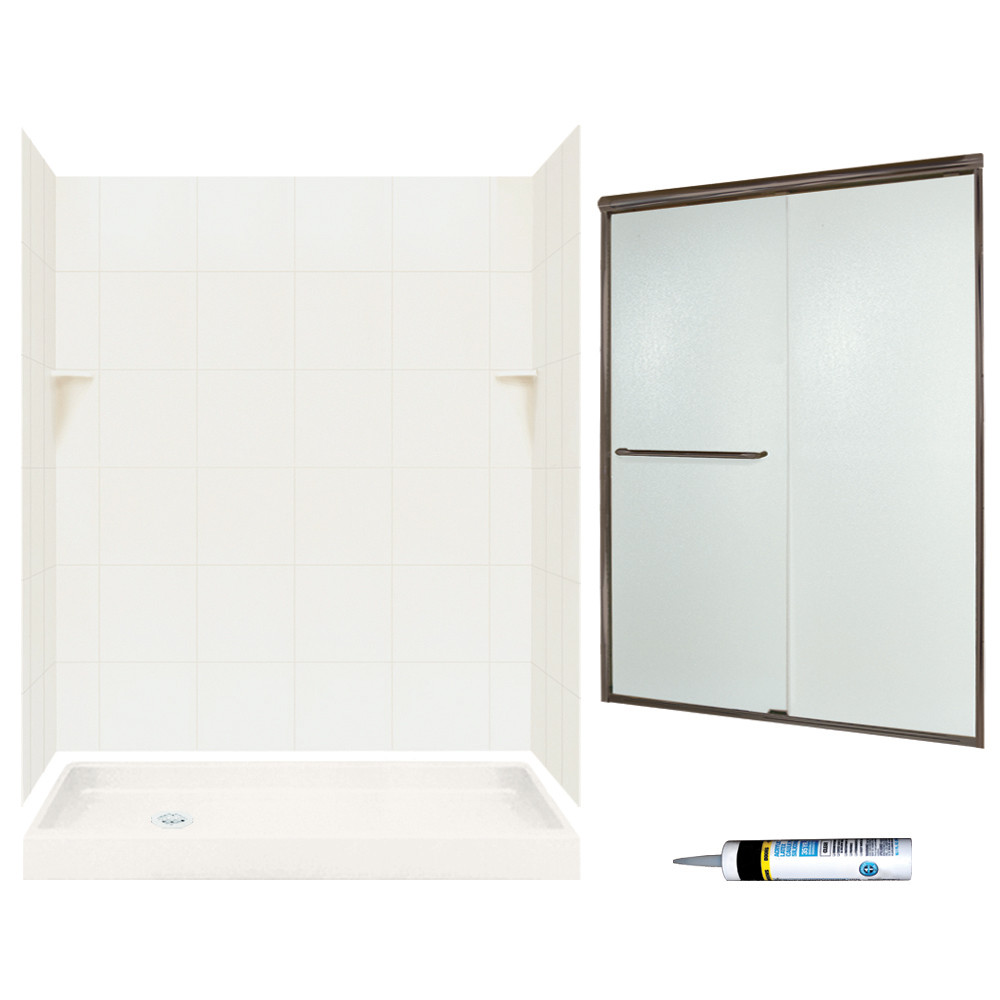 SQP326L018-M58570BR 72.5-in x 60-in x 32-in 5-Piece Alcove Shower Kit in Bisque