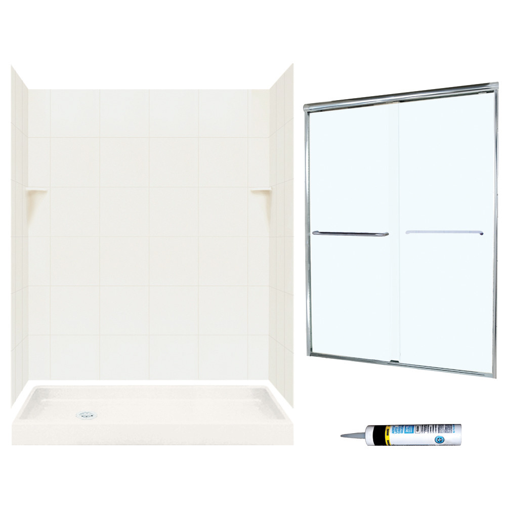 SQP326L018-M58570CC 72.5-in x 60-in x 32-in 5-Piece Alcove Shower Kit in Bisque