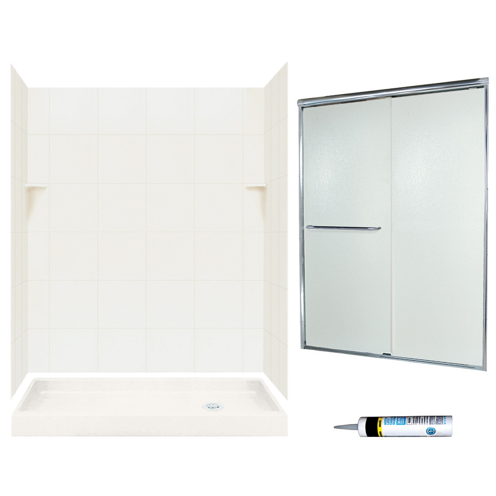 Swan SQP326R018-M58570CR 72.5-in x 60-in x 32-in 5-Piece Alcove Shower Kit in Bisque
