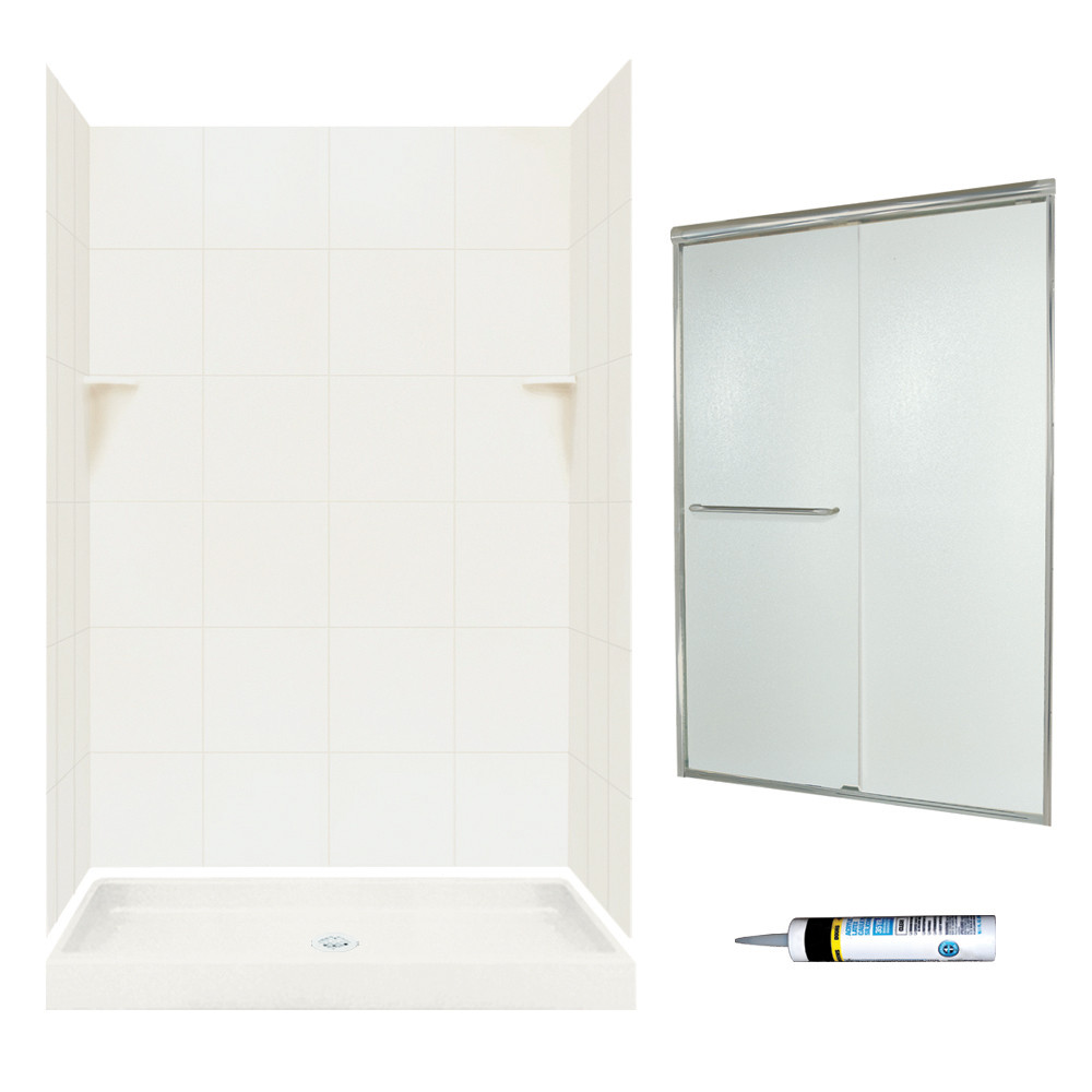 SQP3448018-M46570NR 72.5-in x 48-in x 34-in 5-Piece Alcove Shower Kit in Bisque