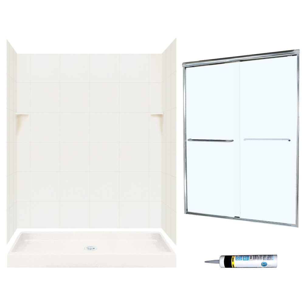 Swan SQP3460018-M58570CC 72.5-in x 60-in x 34-in 5-Piece Alcove Shower Kit in Bisque