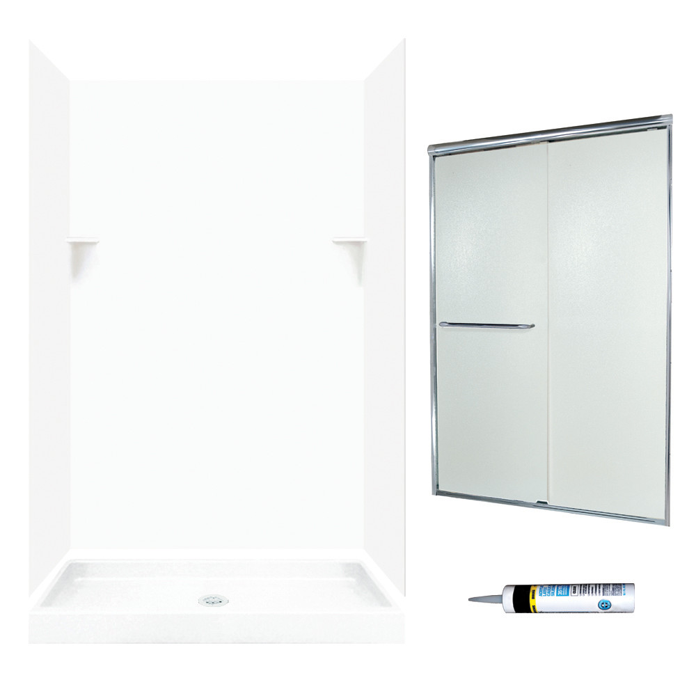 Swan SSP3248010-M46570CR 72-in x 48-in x 32-in 5-Piece Alcove Shower Kit in White