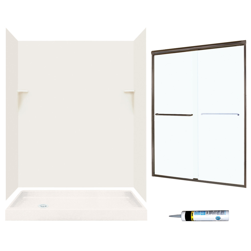 SSP326L018-M58570BC 72-in x 60-in x 32-in 5-Piece Alcove Shower Kit in Bisque