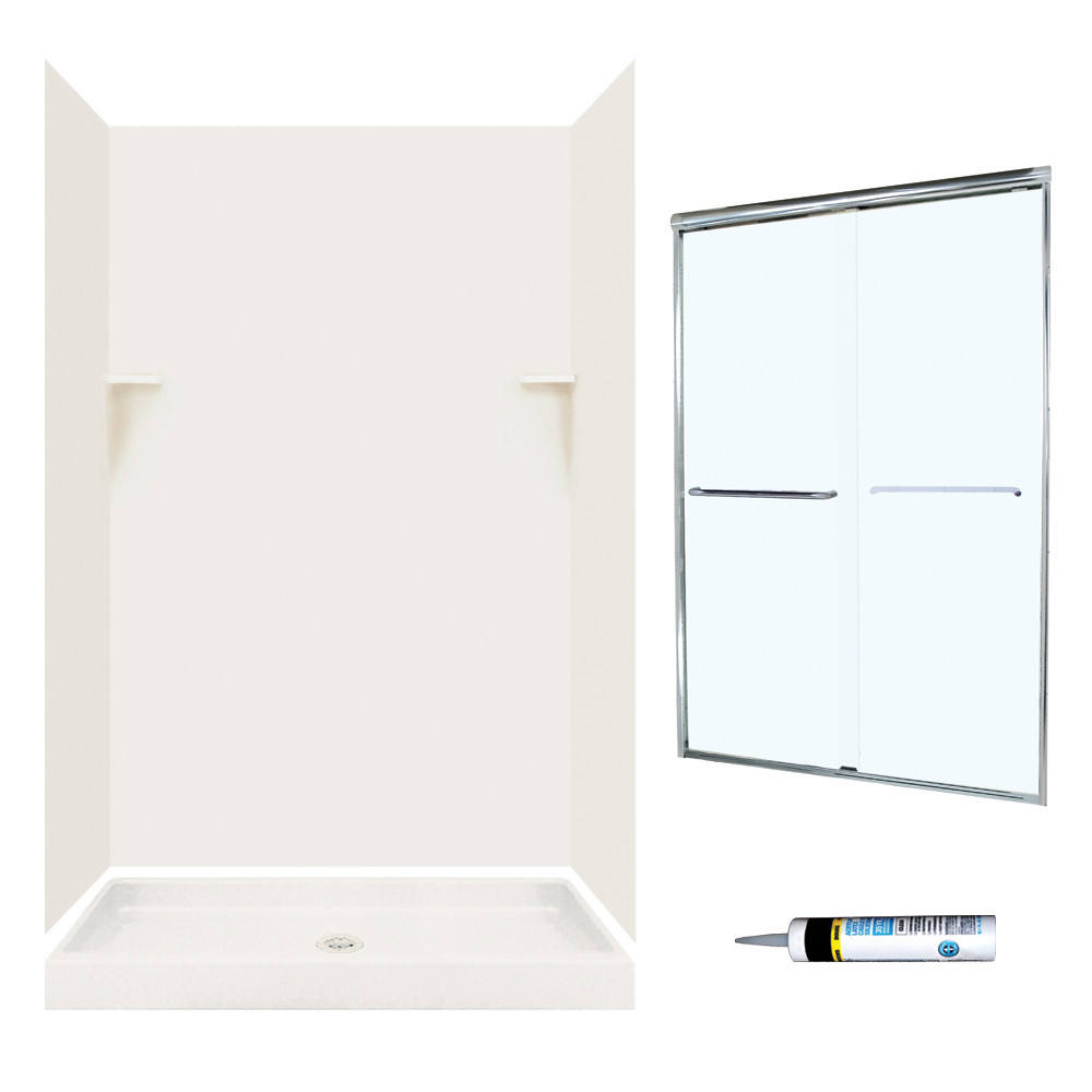 SSP3448018-M46570CC 72-in x 48-in x 34-in 5-Piece Alcove Shower Kit in Bisque