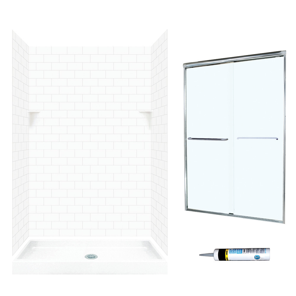 STP3248010-M46570CC 72.5-in x 48-in x 32-in 5-Piece Alcove Shower Kit in White