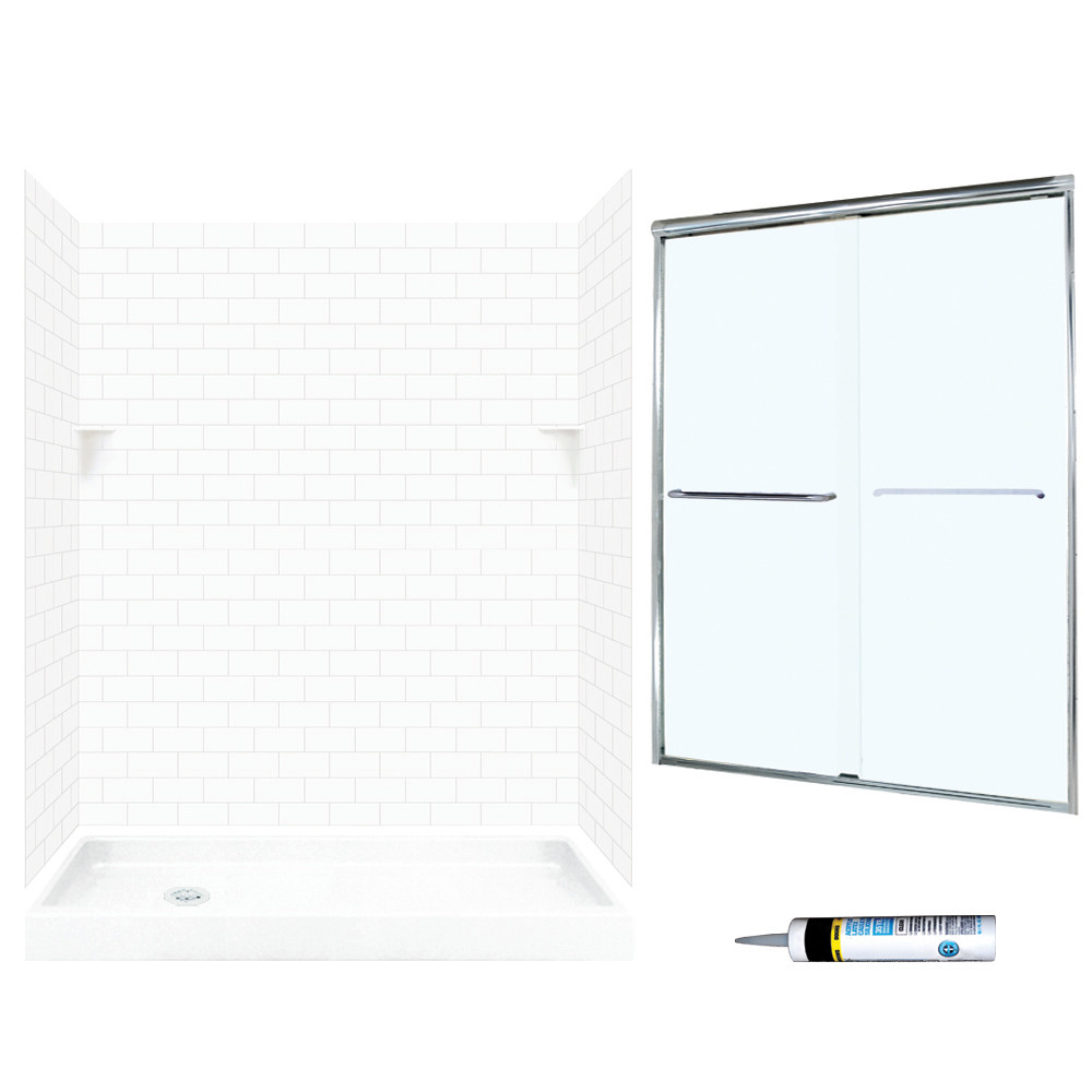 Swan STP326L010-M58570CC 72.5-in x 60-in x 32-in 5-Piece Alcove Shower Kit in White